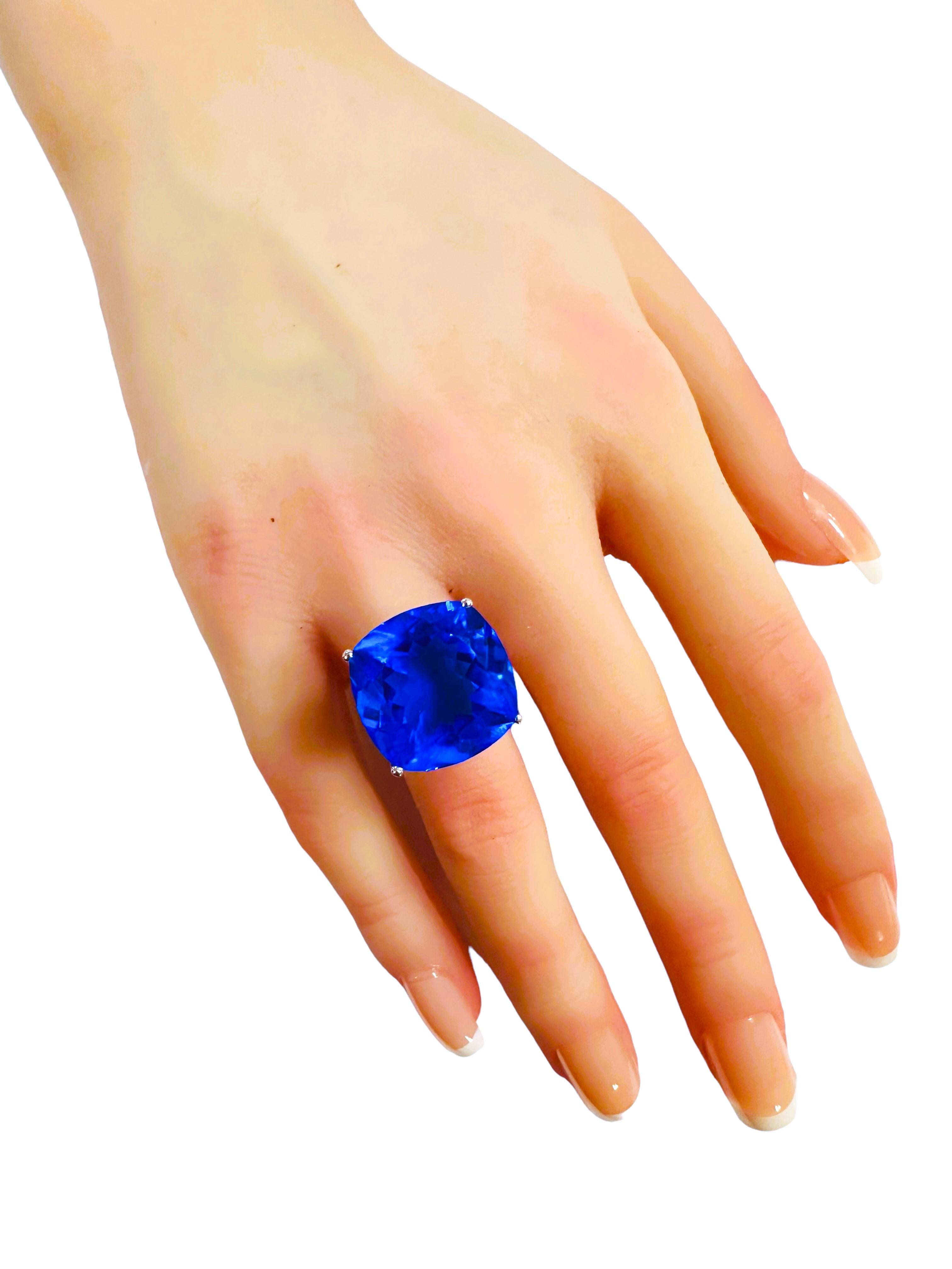 Neuer afrikanischer 18,20 Neonblauer Topas & weißer Saphir Sterling Ring Größe 6,75 im Zustand „Neu“ in Eagan, MN