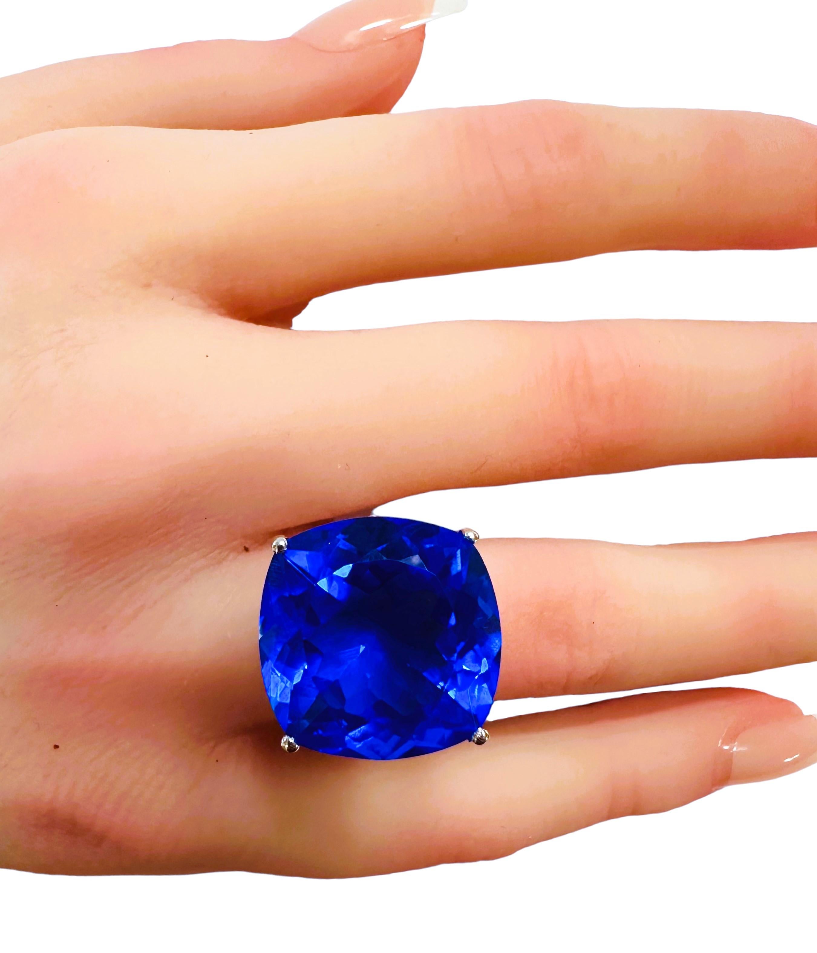 Neuer afrikanischer 18,20 Neonblauer Topas & weißer Saphir Sterling Ring Größe 6,75 Damen