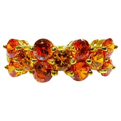 New African 1.8 Ct Spessartite Garnet 
Diamond Cut Sapphire YGold Sterling Ring