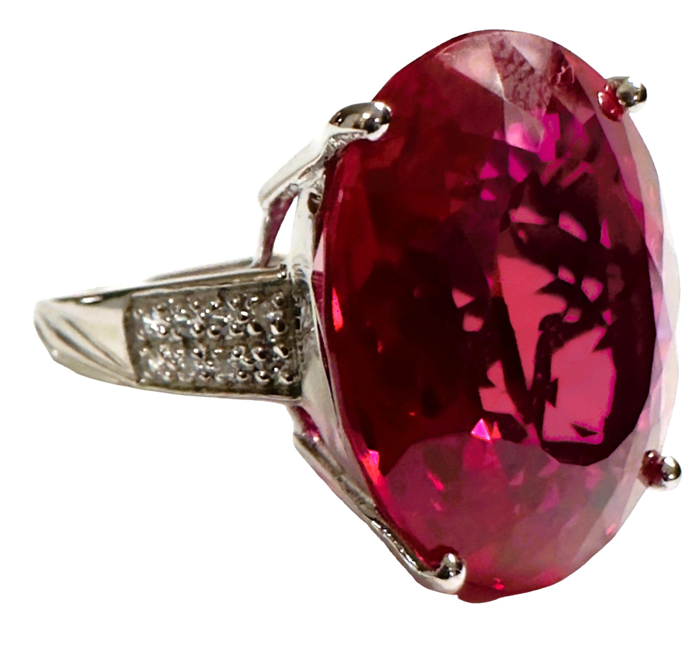 Afrikanischer Sterling-Ring, 19.10 Karat Beerenroter & Weißer Saphir, afrikanisch Damen