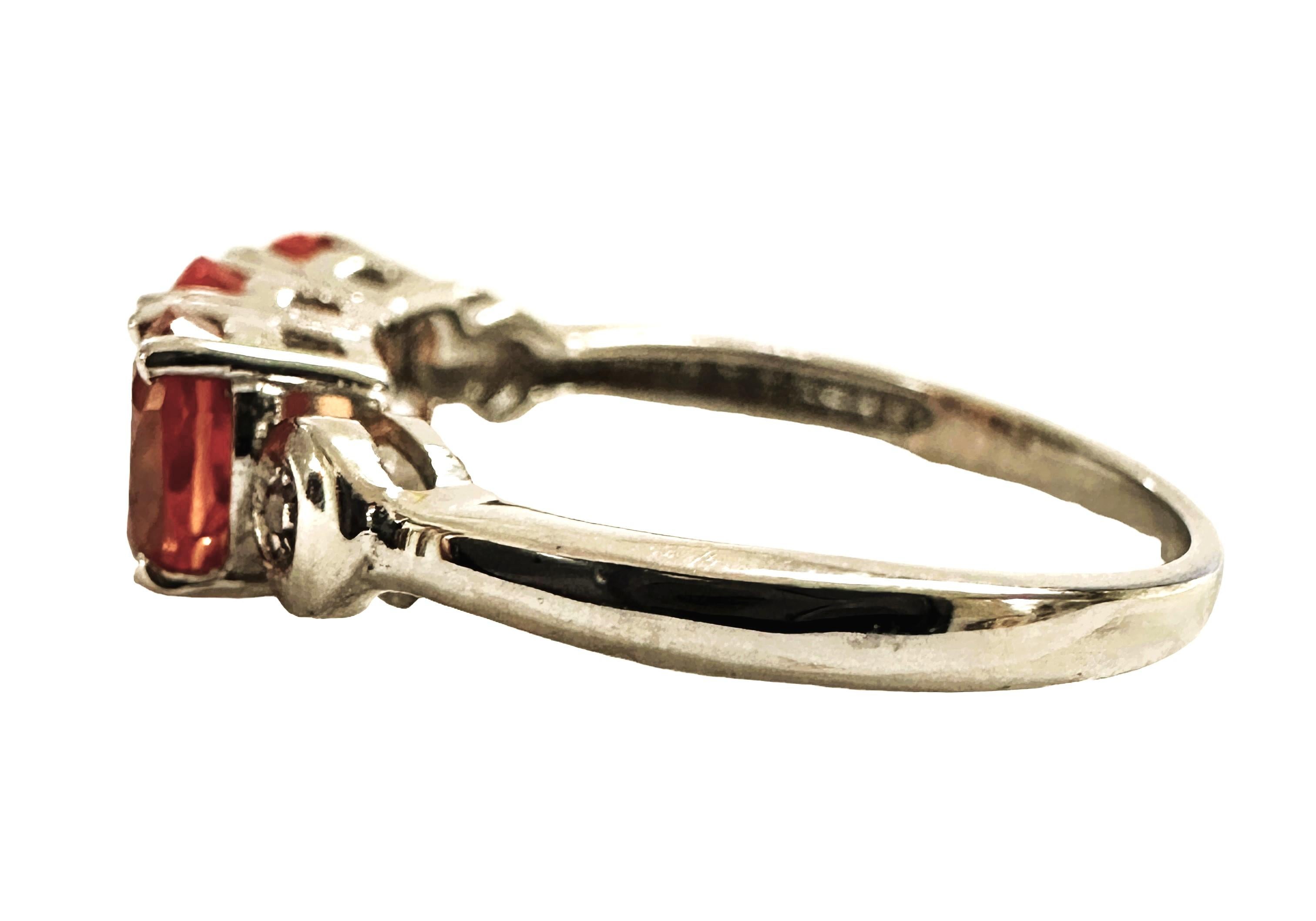 New African 2 Ct Mandarin Orange Granat & Weißer Saphir Sterling Ring (Art déco)