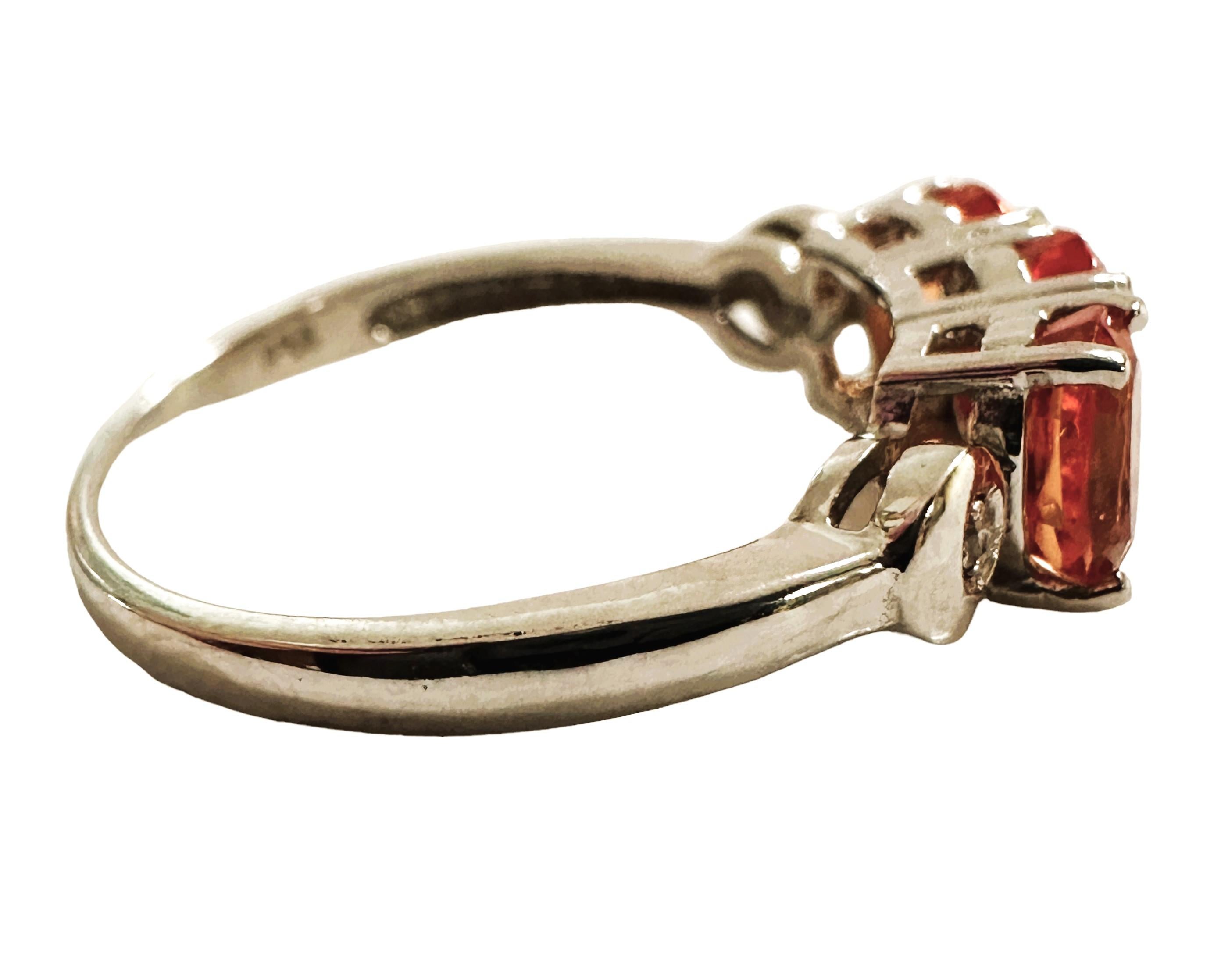 New African 2 Ct Mandarin Orange Granat & Weißer Saphir Sterling Ring im Zustand „Neu“ in Eagan, MN