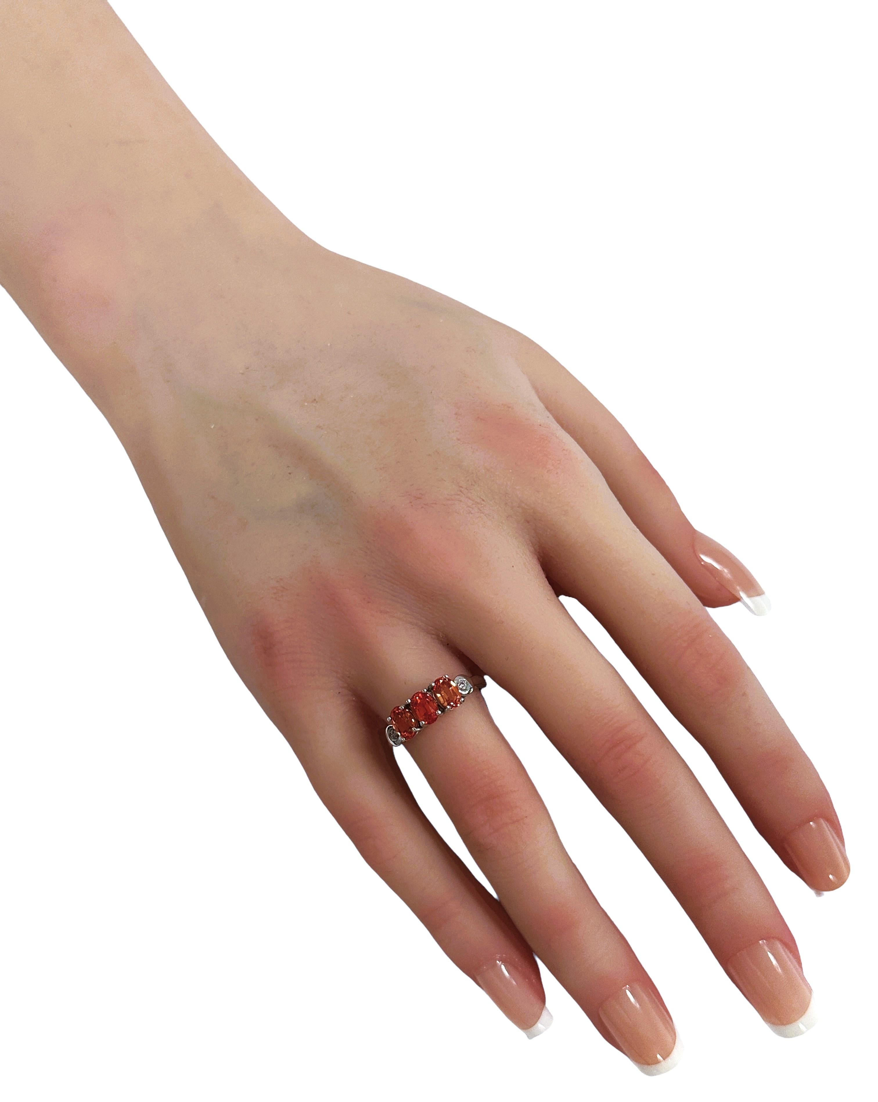 New African 2 Ct Mandarin Orange Granat & Weißer Saphir Sterling Ring 1