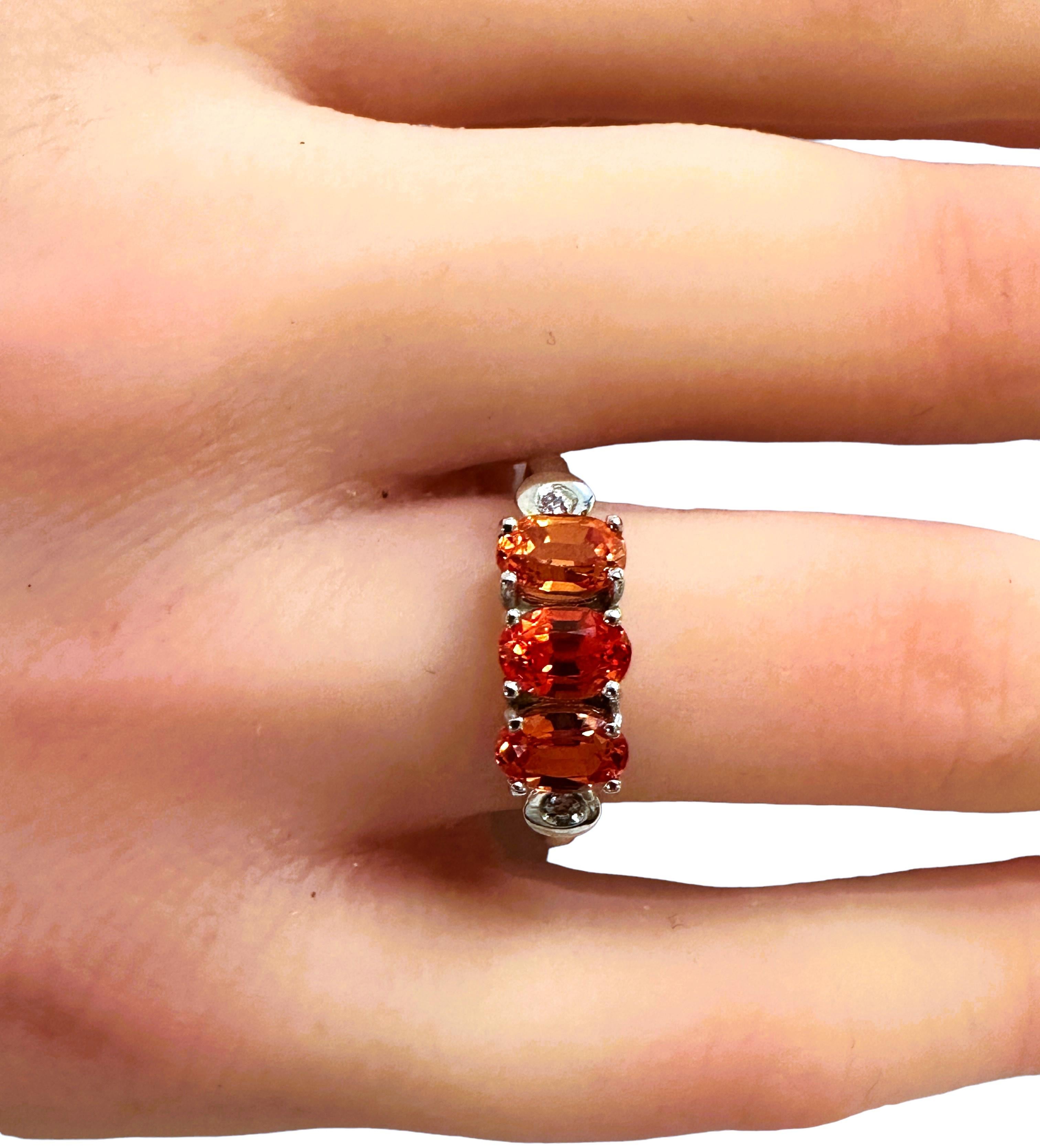 New African 2 Ct Mandarin Orange Granat & Weißer Saphir Sterling Ring 2