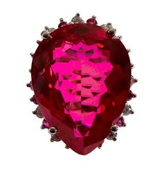 New African 20 ct Rasberry Red Sapphire & White Sapphire Sterling Ring