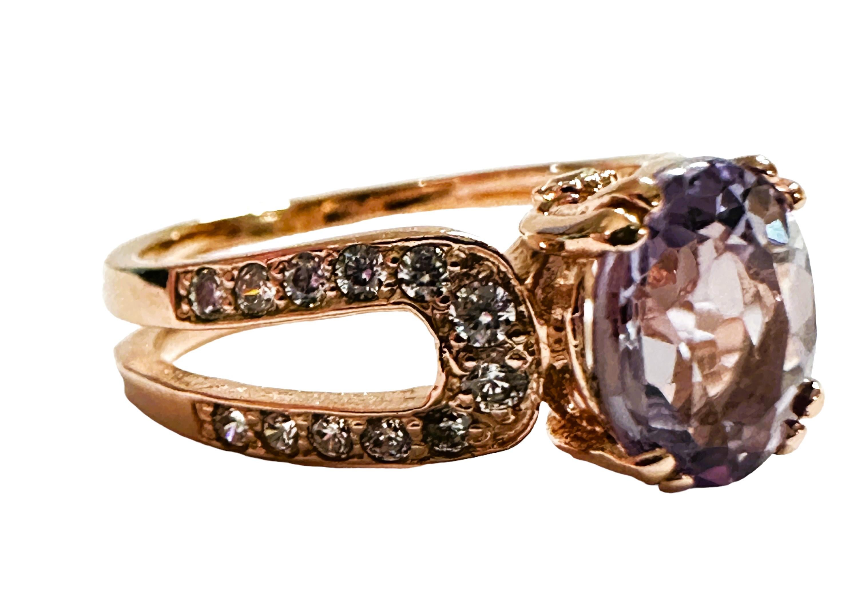 New African 2.10 Ct Purple & White Sapphire RGold Plated Sterling Ring In New Condition For Sale In Eagan, MN
