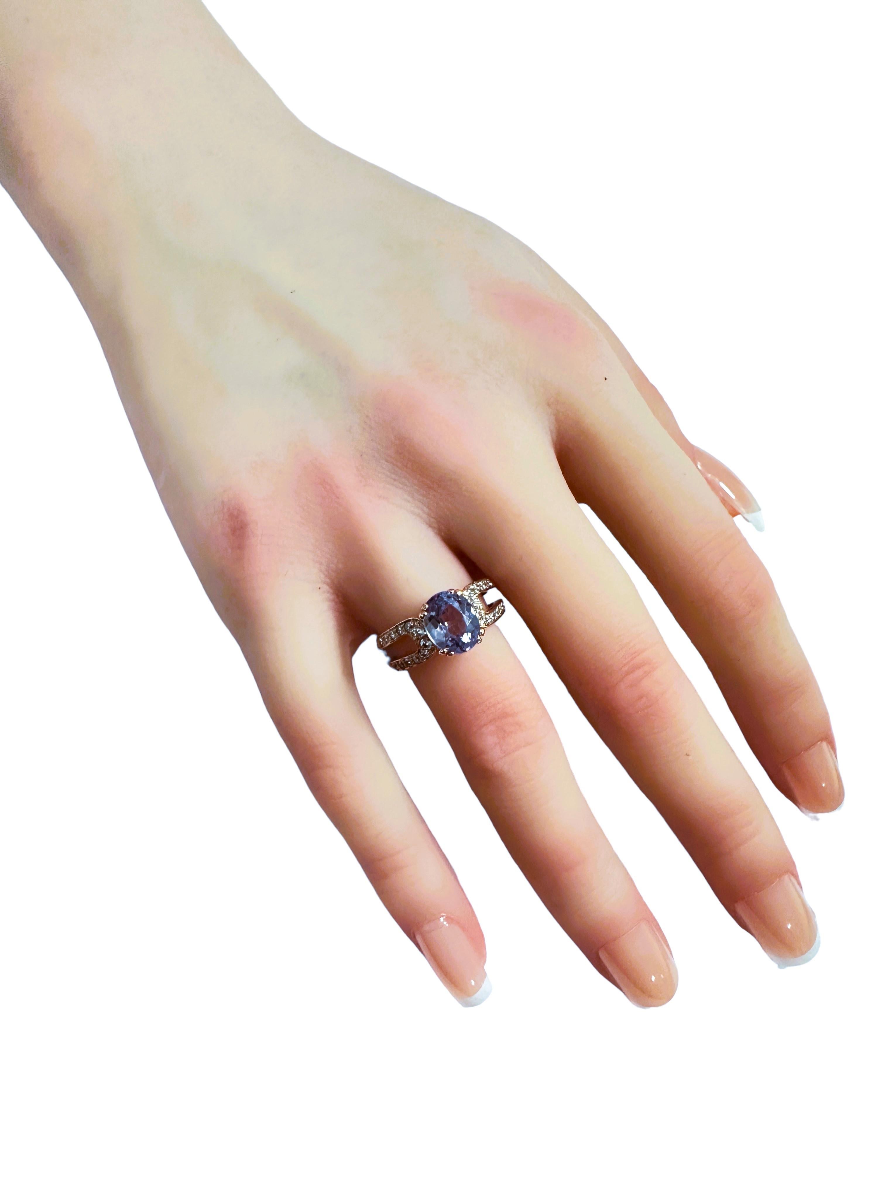Women's New African 2.10 Ct Purple & White Sapphire RGold Plated Sterling Ring For Sale