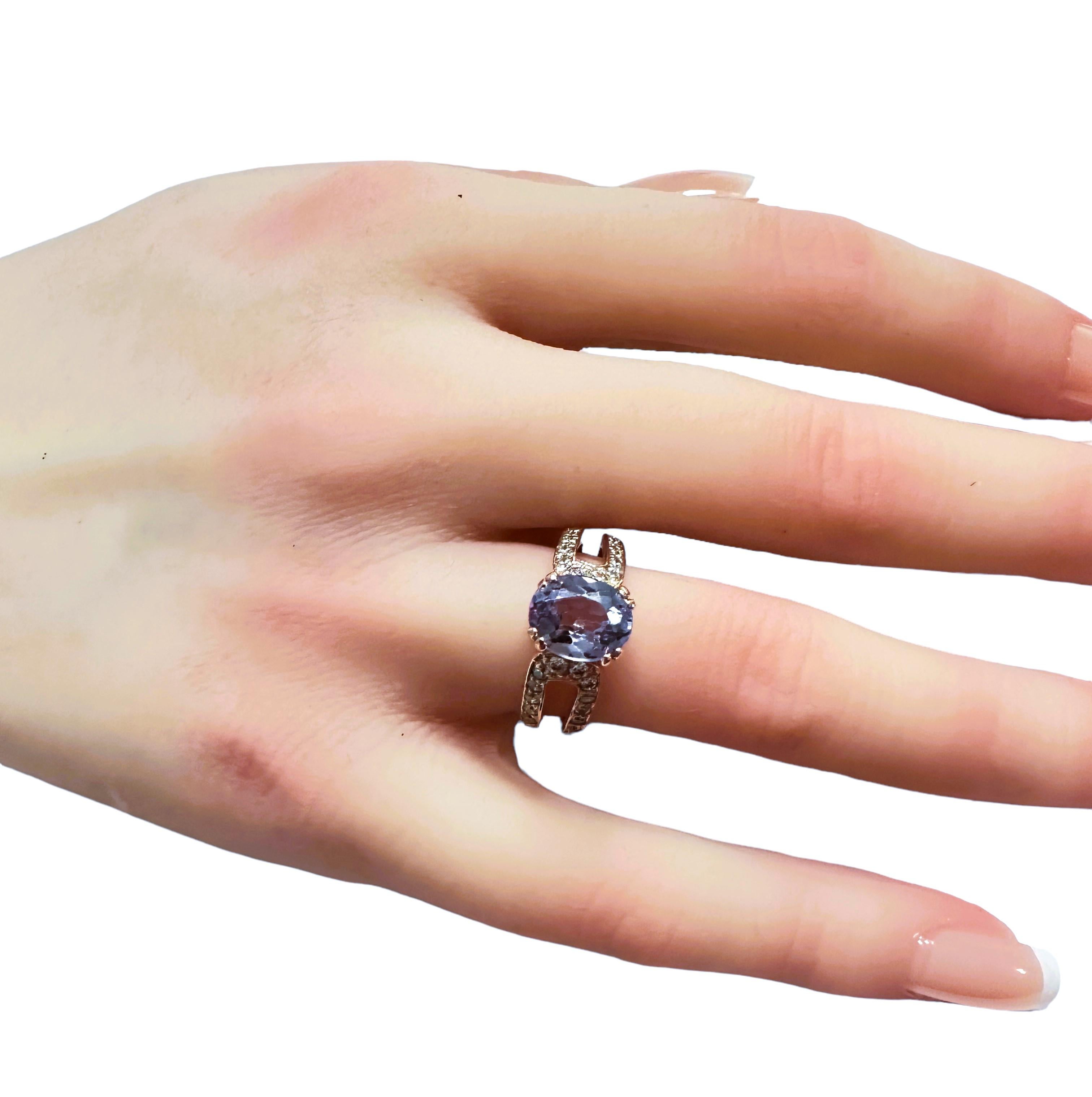 New African 2.10 Ct Purple & White Sapphire RGold Plated Sterling Ring For Sale 1