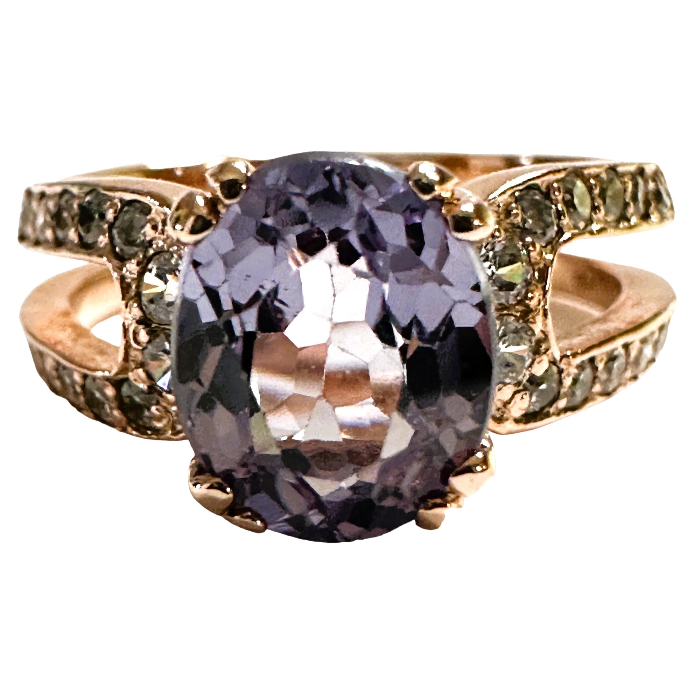 New African 2.10 Ct Purple & White Sapphire RGold Plated Sterling Ring For Sale