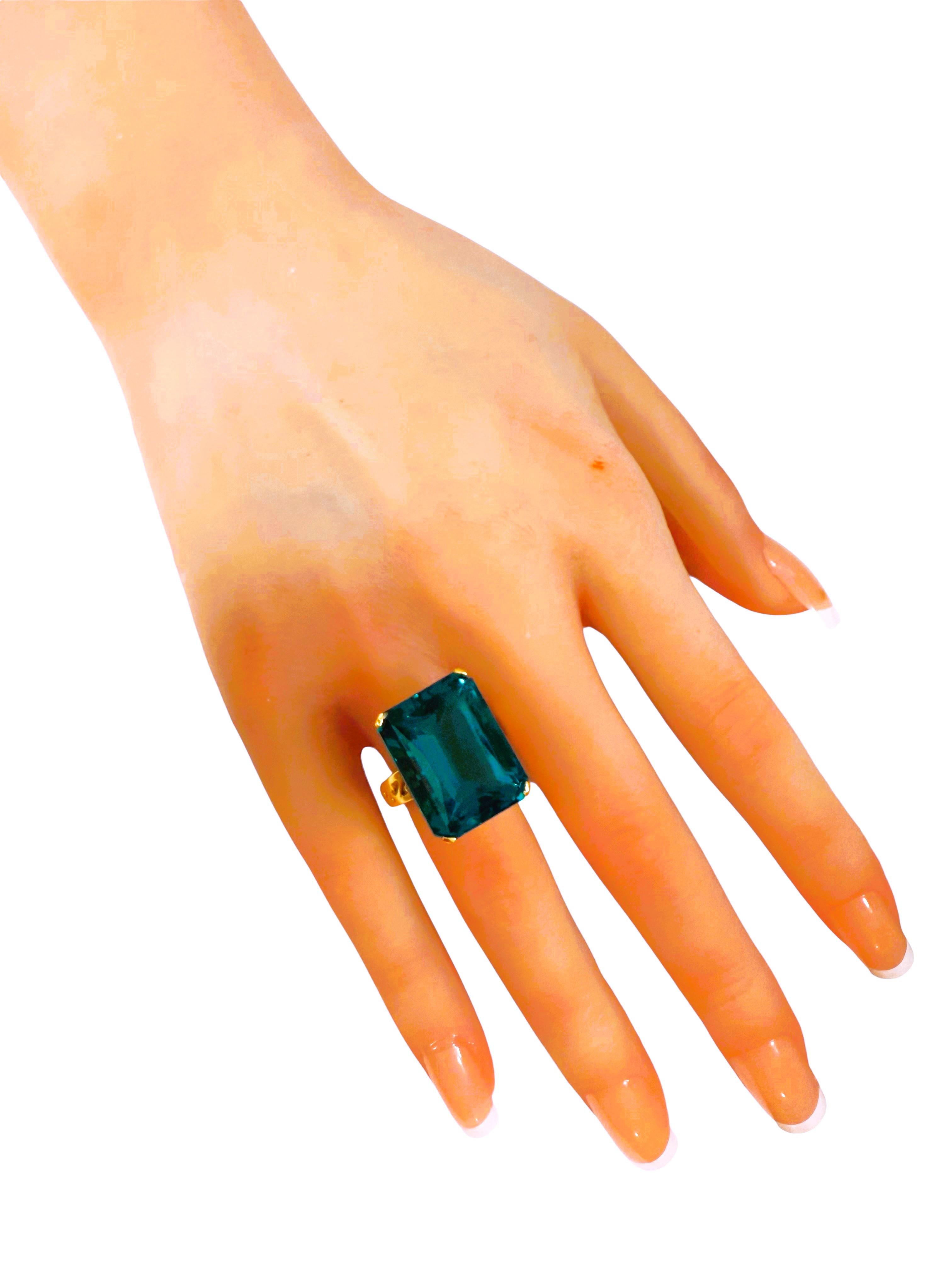 Nuevo anillo africano de 21,70 quilates de topacio azul de Londres y filigrana de oro PL de ley Art Decó en venta