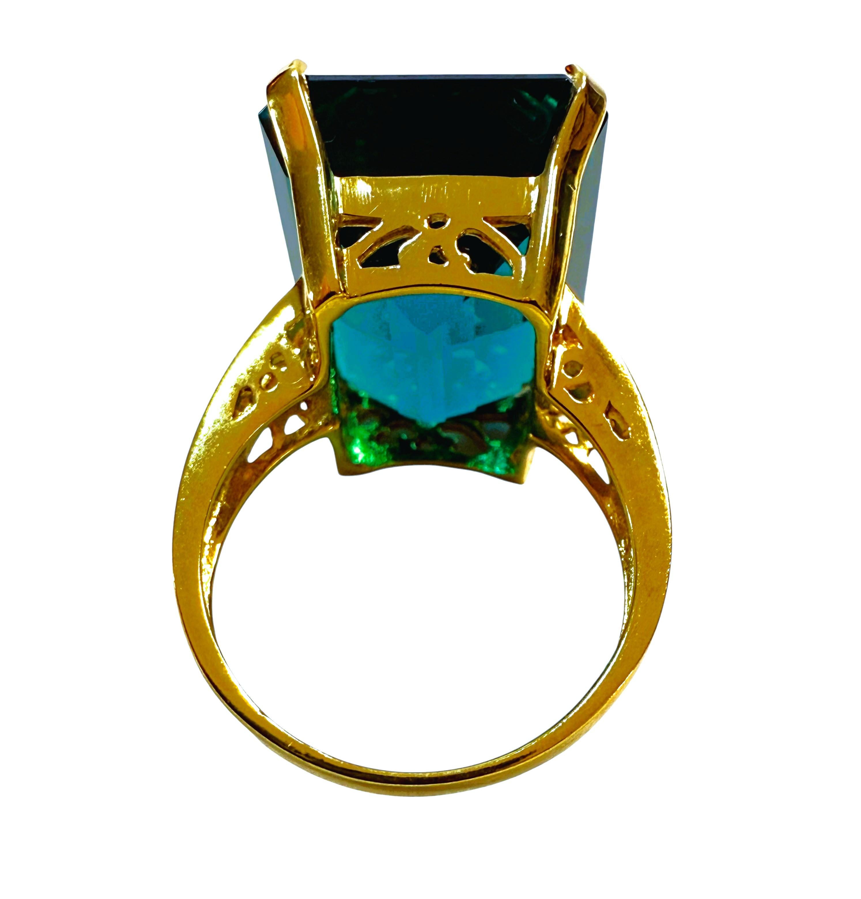 De las mujeres Nuevo anillo africano de 21,70 quilates de topacio azul de Londres y filigrana de oro PL de ley en venta