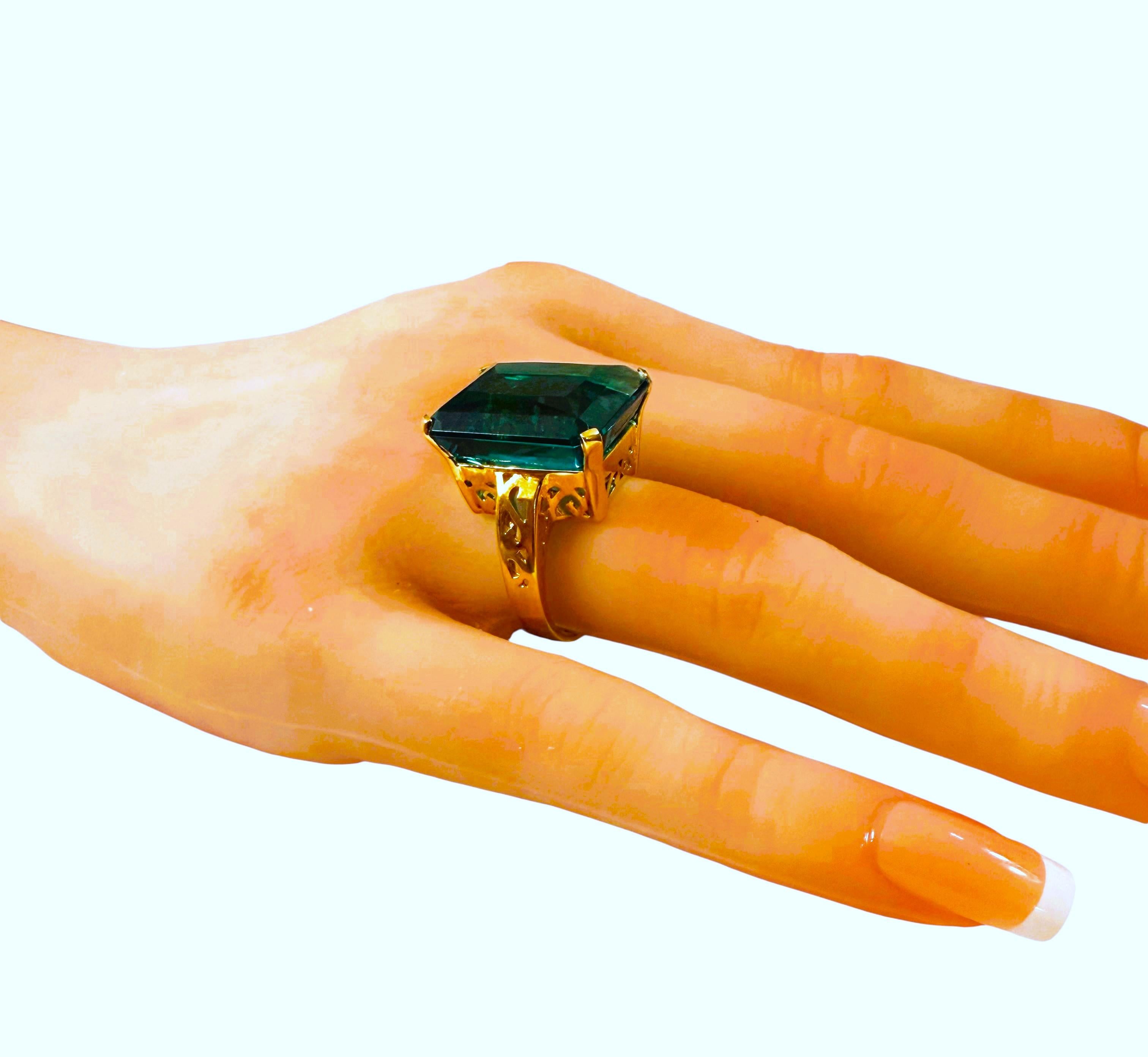 Nuevo anillo africano de 21,70 quilates de topacio azul de Londres y filigrana de oro PL de ley en venta 2