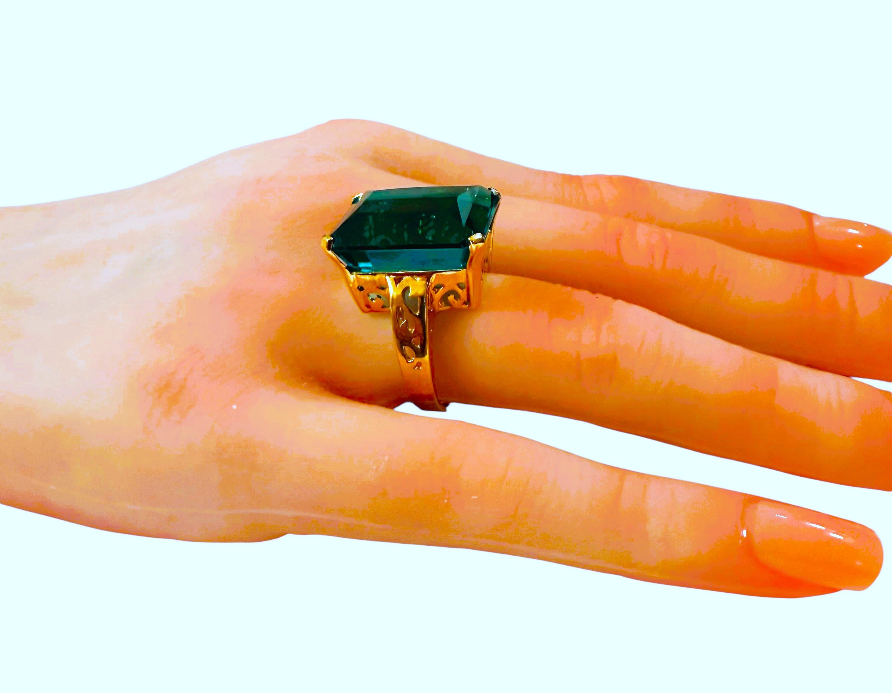 Nuevo anillo africano de 21,70 quilates de topacio azul de Londres y filigrana de oro PL de ley en venta 3