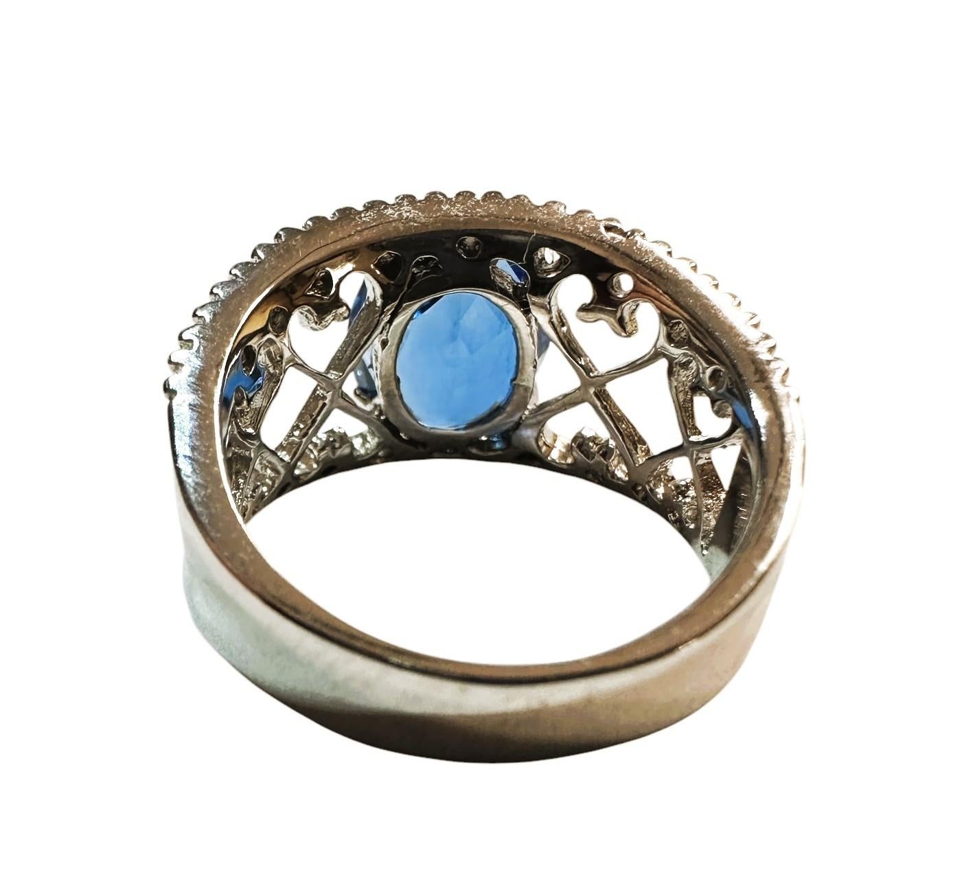 Baguette Cut New African 8.85 Ct Pear Cut Swiss Blue Topaz Sterling Silver Ring Size 6.75 For Sale
