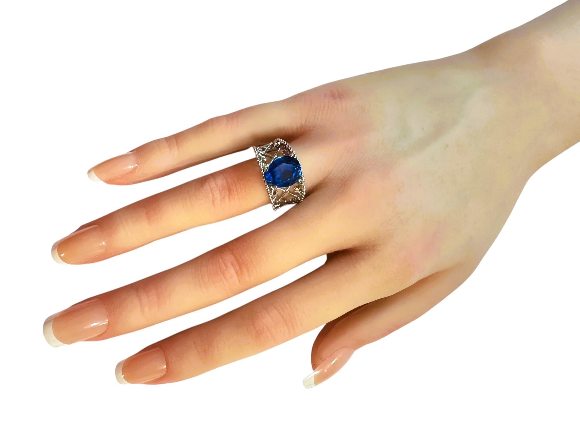 Women's New African 8.85 Ct Pear Cut Swiss Blue Topaz Sterling Silver Ring Size 6.75 For Sale