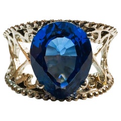 Bague africaine neuve en argent sterling avec topaze bleue suisse taille poire de 8,85 carats, taille 6,75