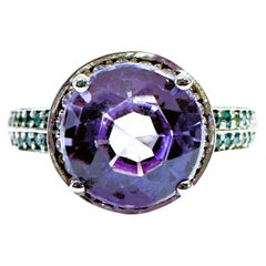 New African 2.20 ct Blue Purple Spinel & Blue Sapphire Sterling Ring