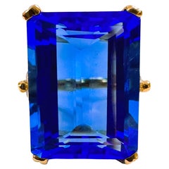 New African 23.60 Intense Blue Topaz & White Sapphire YGold Plated Sterling Ring