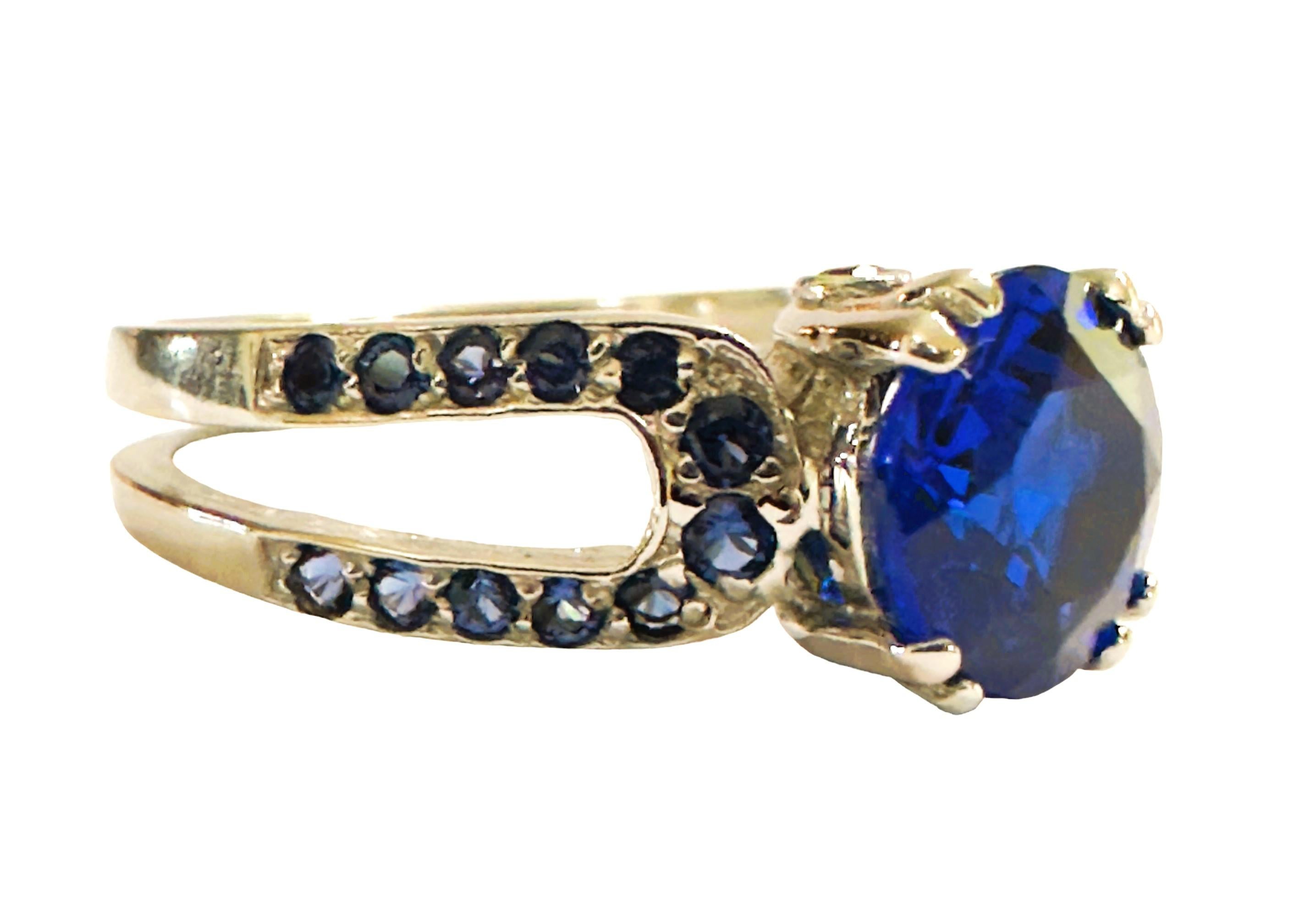 New 2.50 Carat Royal Blue Topaz & Diamond Cut Sapphire Sterling Ring For Sale 4