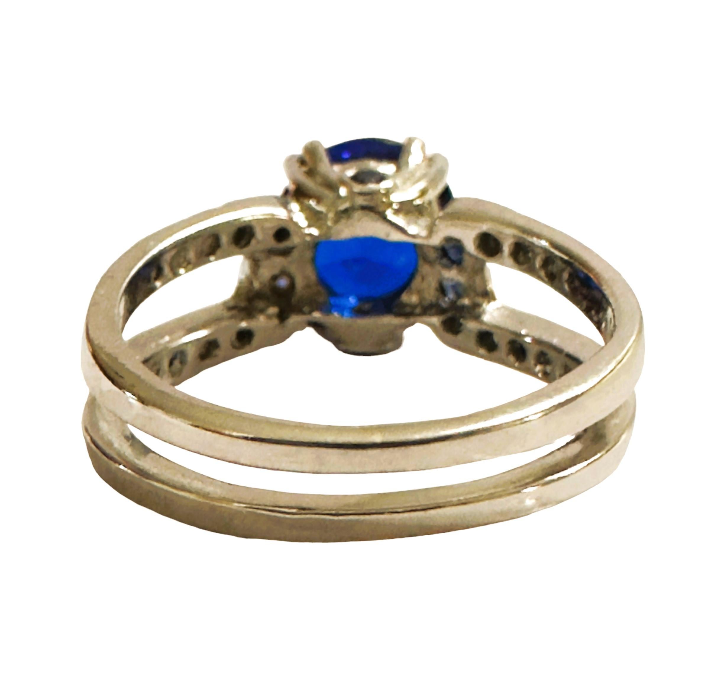 New 2.50 Carat Royal Blue Topaz & Diamond Cut Sapphire Sterling Ring For Sale 2