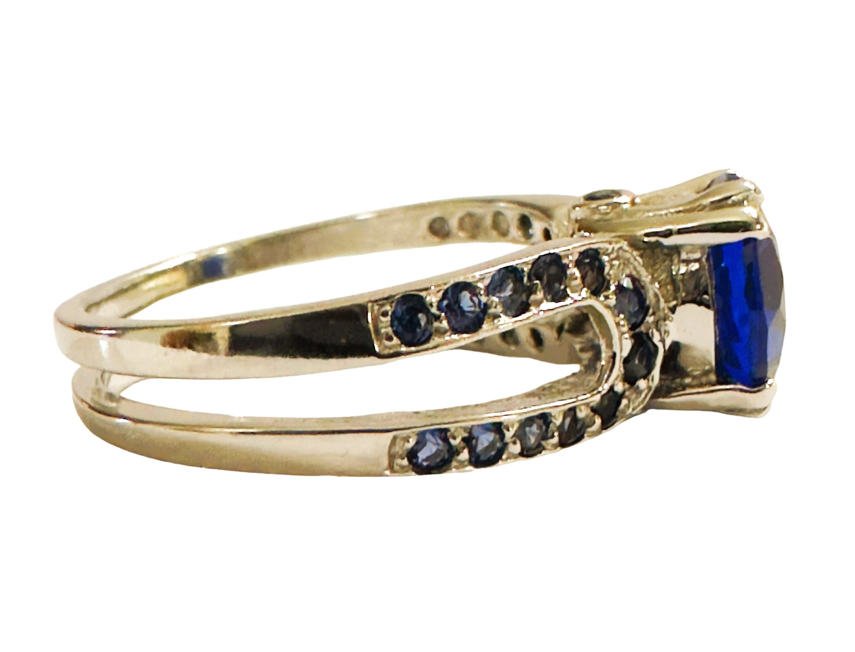 New 2.50 Carat Royal Blue Topaz & Diamond Cut Sapphire Sterling Ring For Sale 3