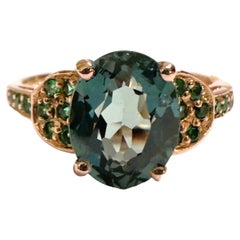 New African .2.90 Ct Green Garnet Sapphire 
Tsavori RGold Plated Sterling Ring