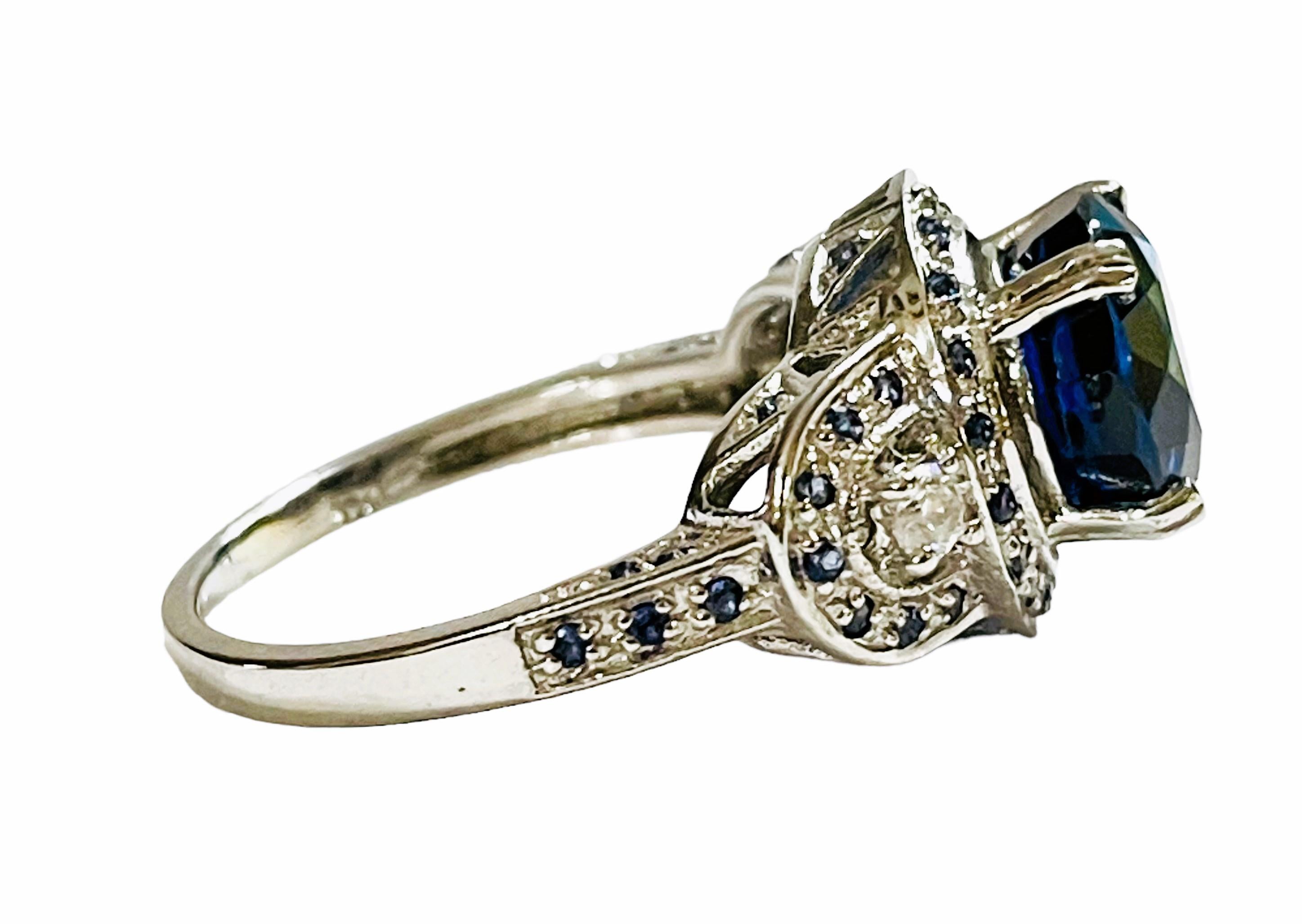 New African 3.10 Carat Deep Blue & White Sapphire Sterling Ring In New Condition In Eagan, MN