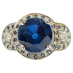 New African 3.10 Ct Kashmir Blue & White Sapphire Sterling Ring