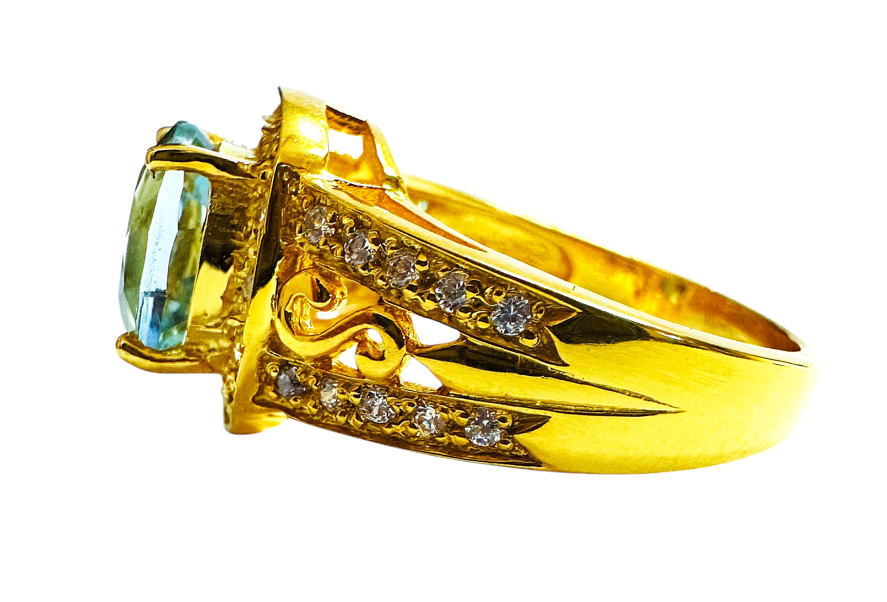 Nuevo Anillo de oro de ley con zafiro verde de 3.13 quilates y zafiro talla diamante R Art Decó en venta