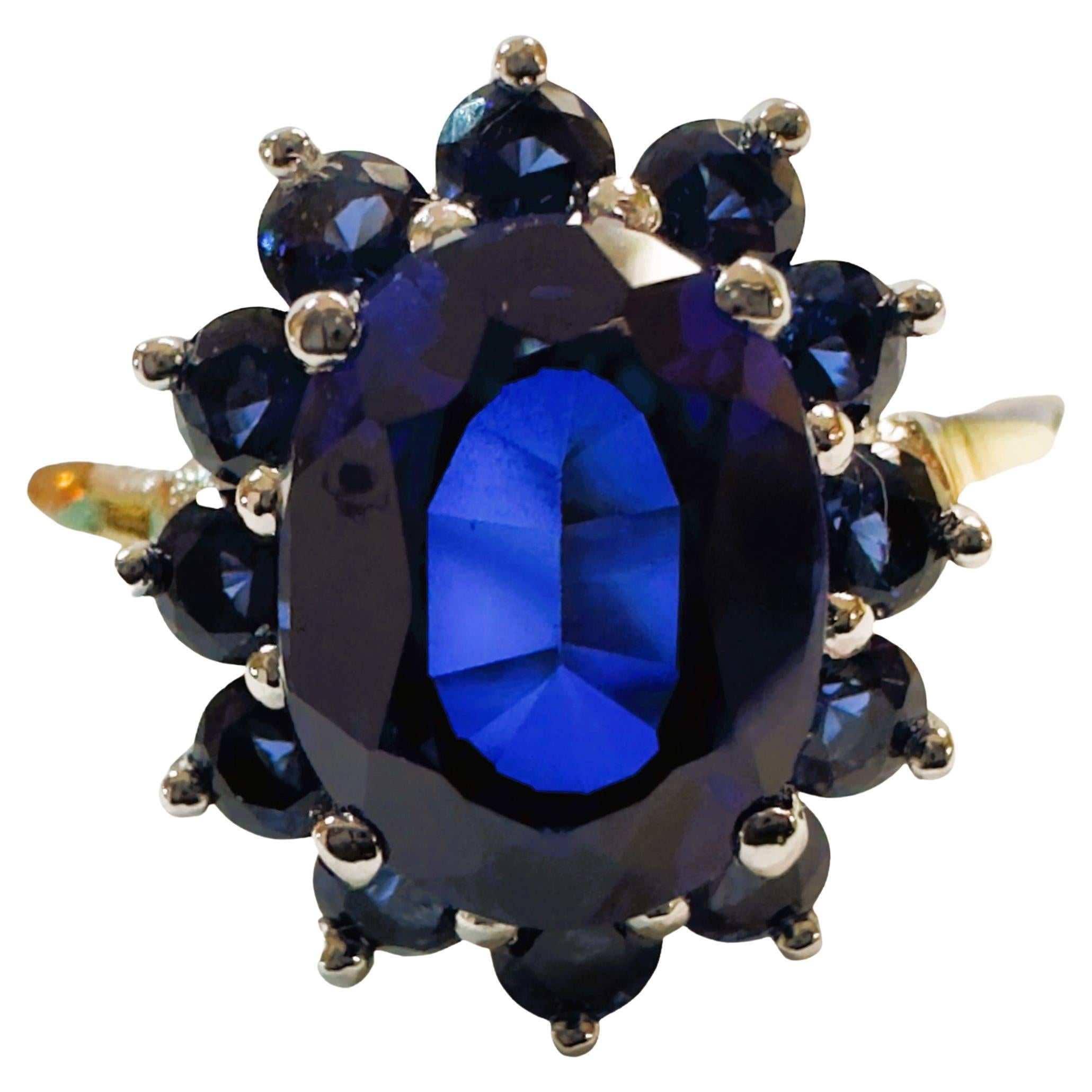 New African 3.20 Ct Deep Blue Sapphire Sterling Ring Size 6.25