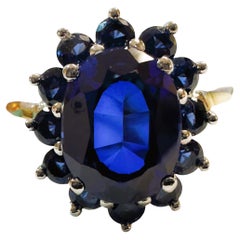 Retro New African 3.20 Ct Deep Blue Sapphire Sterling Ring Size 6.25