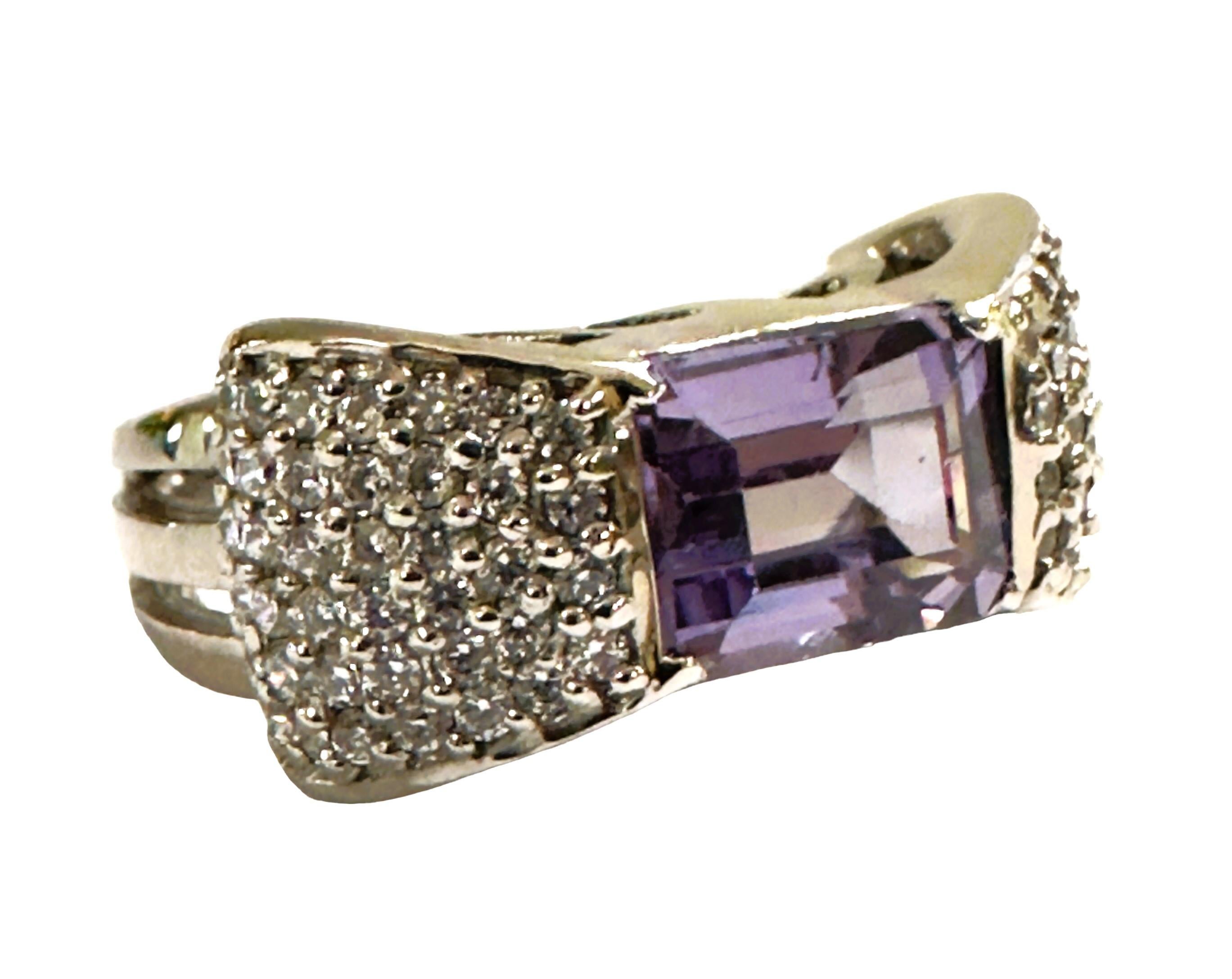 Women's New African 3.30 ct Blue Purple Spinel & Sapphire Sterling Ring For Sale