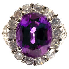 New African 3.30 ct Blue Purple Spinel & White Sapphire Sterling Ring