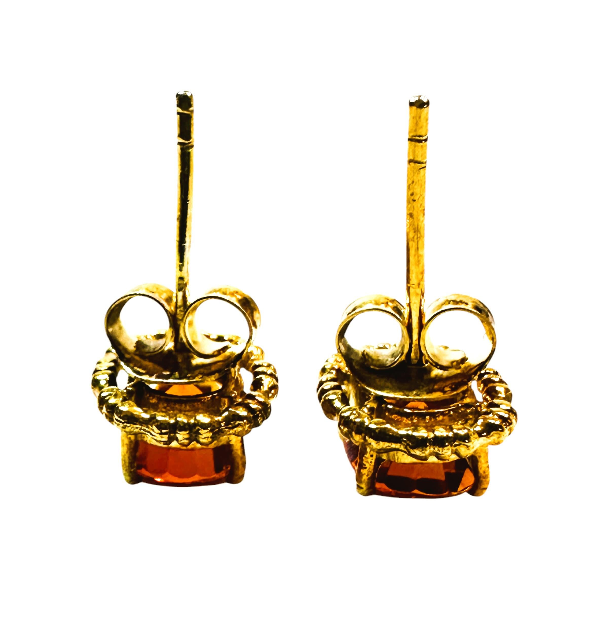 Art Deco New African 3.30 Ct Orange Spessartite Garnet RGold Plated Sterling Earrings