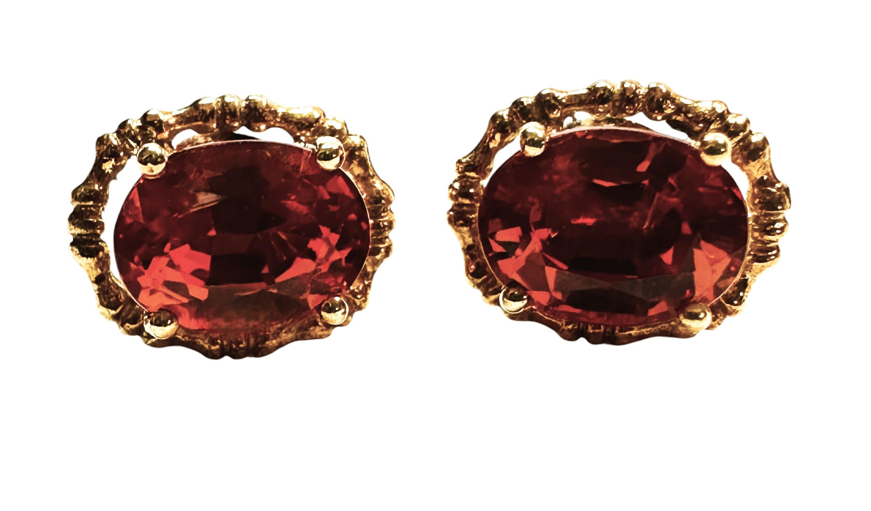 Oval Cut New African 3.30 Ct Orange Spessartite Garnet RGold Plated Sterling Earrings