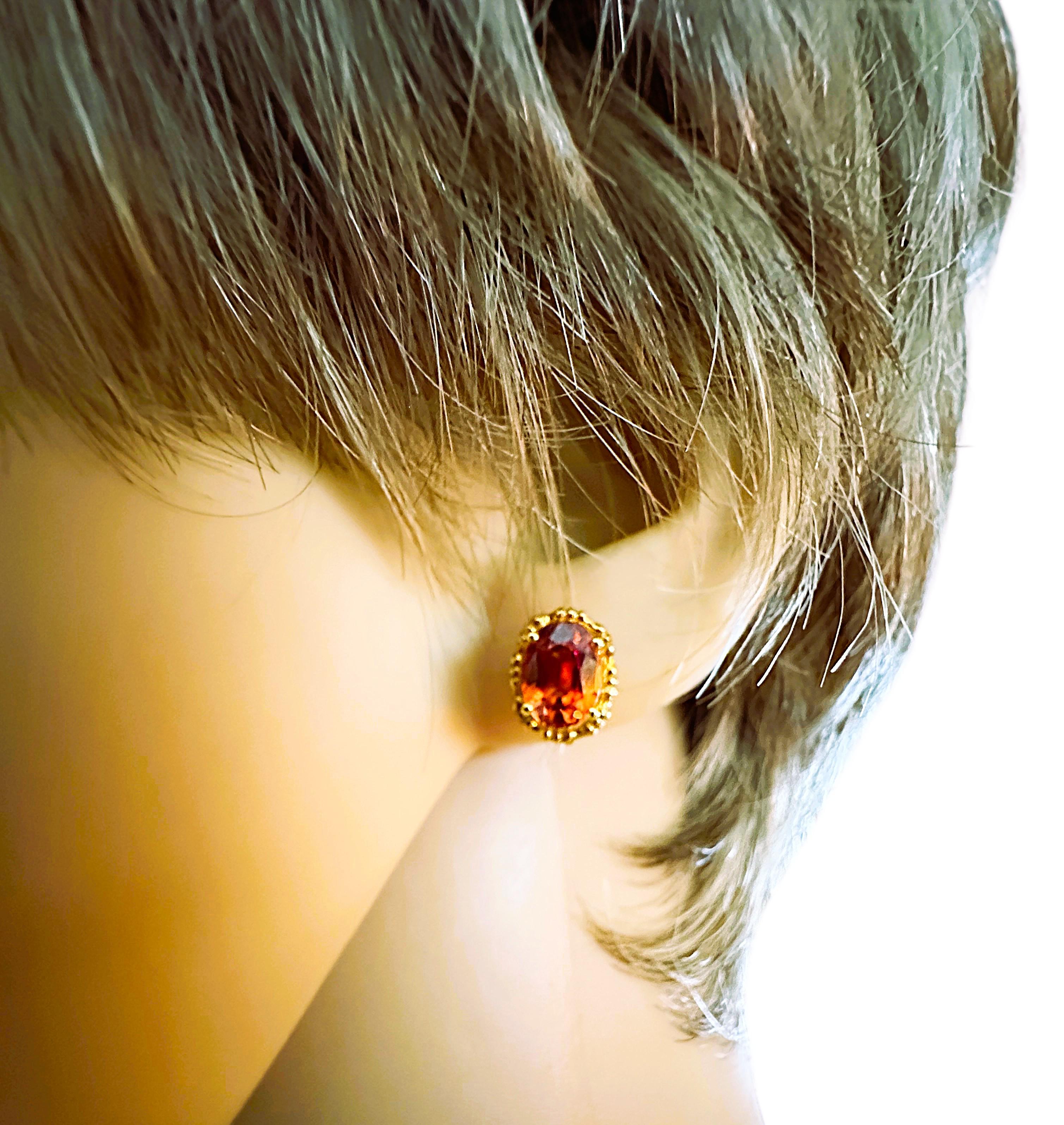 Women's New African 3.30 Ct Orange Spessartite Garnet RGold Plated Sterling Earrings