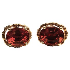 New African 3.30 Ct Orange Spessartite Garnet RGold Plated Sterling Earrings