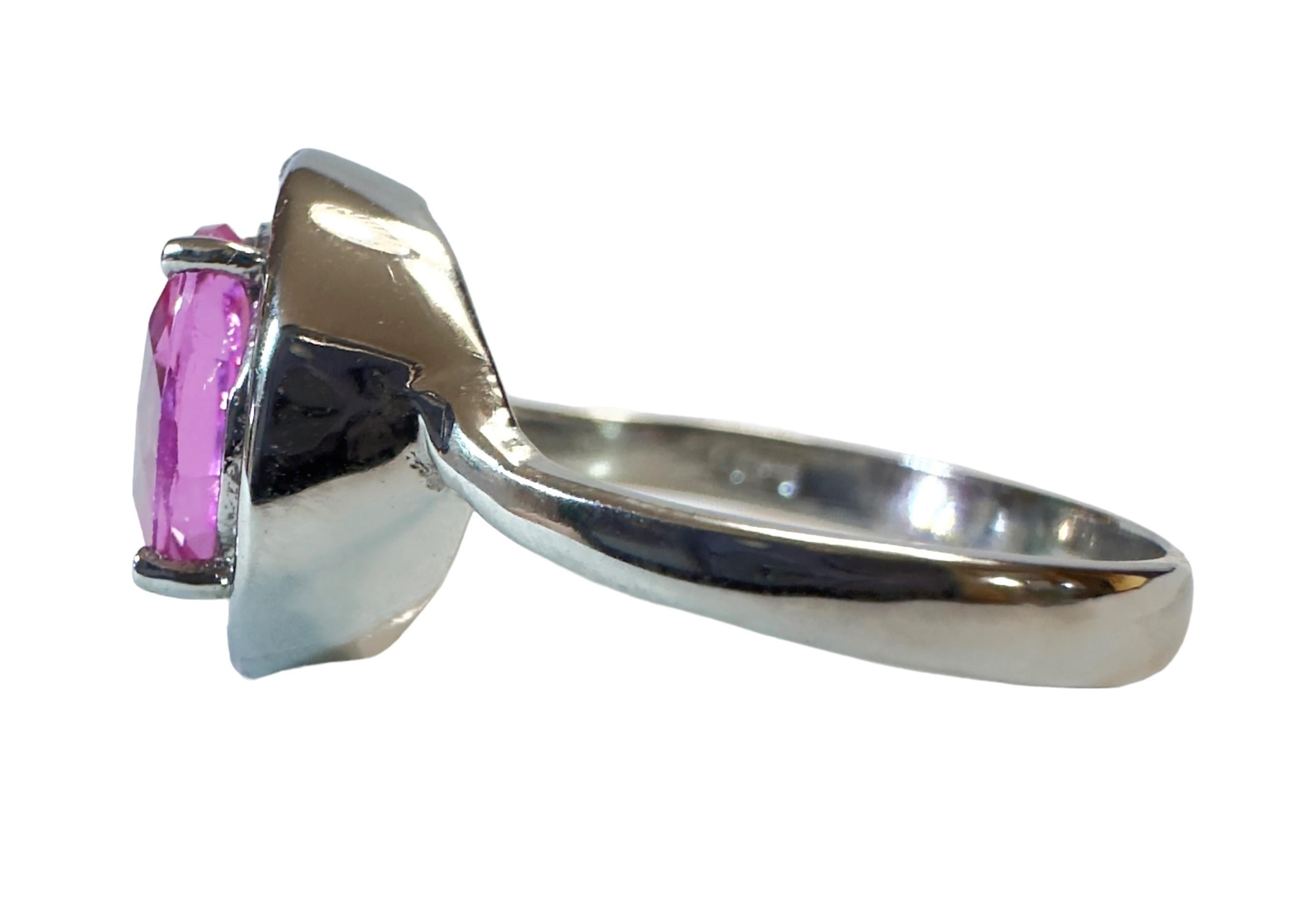 New African 3.30 Ct Pink Sapphire Sterling Ring Size 7.75 In New Condition For Sale In Eagan, MN