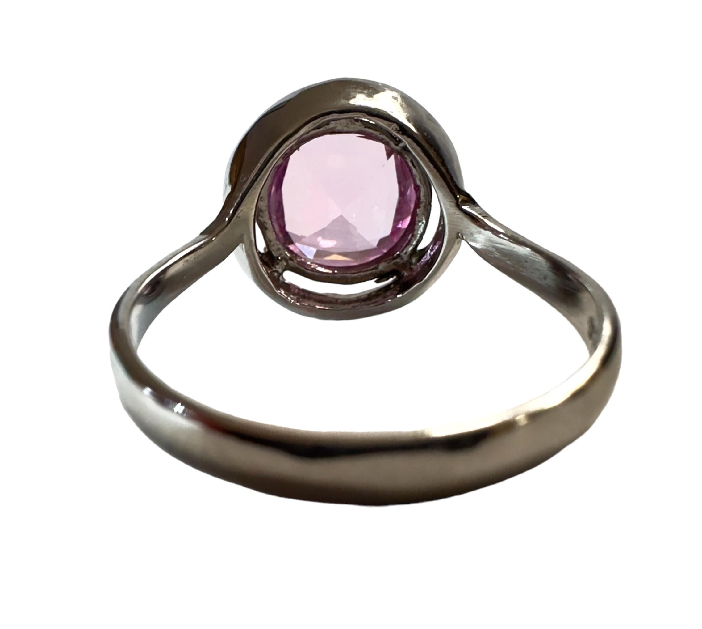 Women's New African 3.30 Ct Pink Sapphire Sterling Ring Size 7.75 For Sale