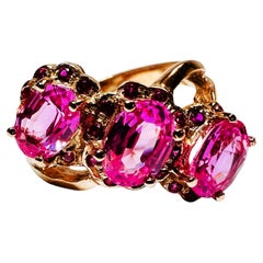 New African 3.4 Ct Fuchsia Pink Sapphire RGold Plated Sterling Ring