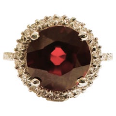 New African 3.5 ct Rasberry Red Sapphire & White Sapphire Sterling Ring