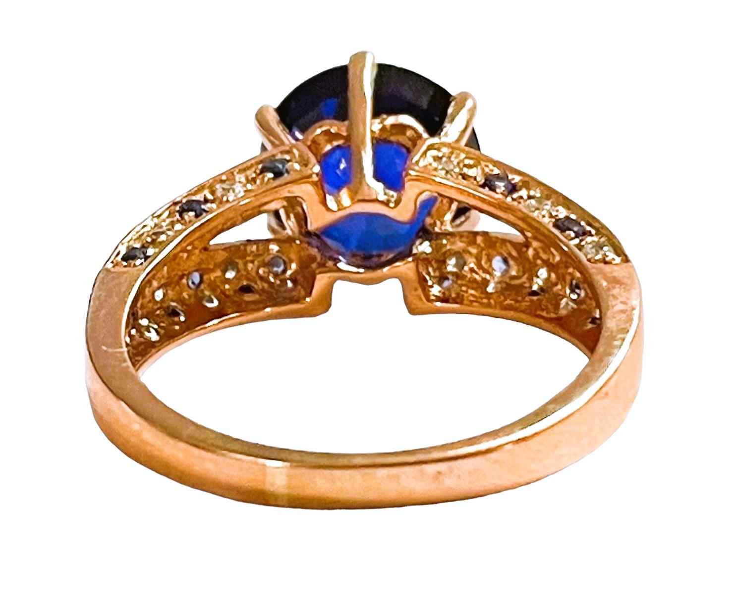 Round Cut New African 3.70 Ct Kashmir Blue Sapphire & Sapphire Rgold Plated Sterling Ring