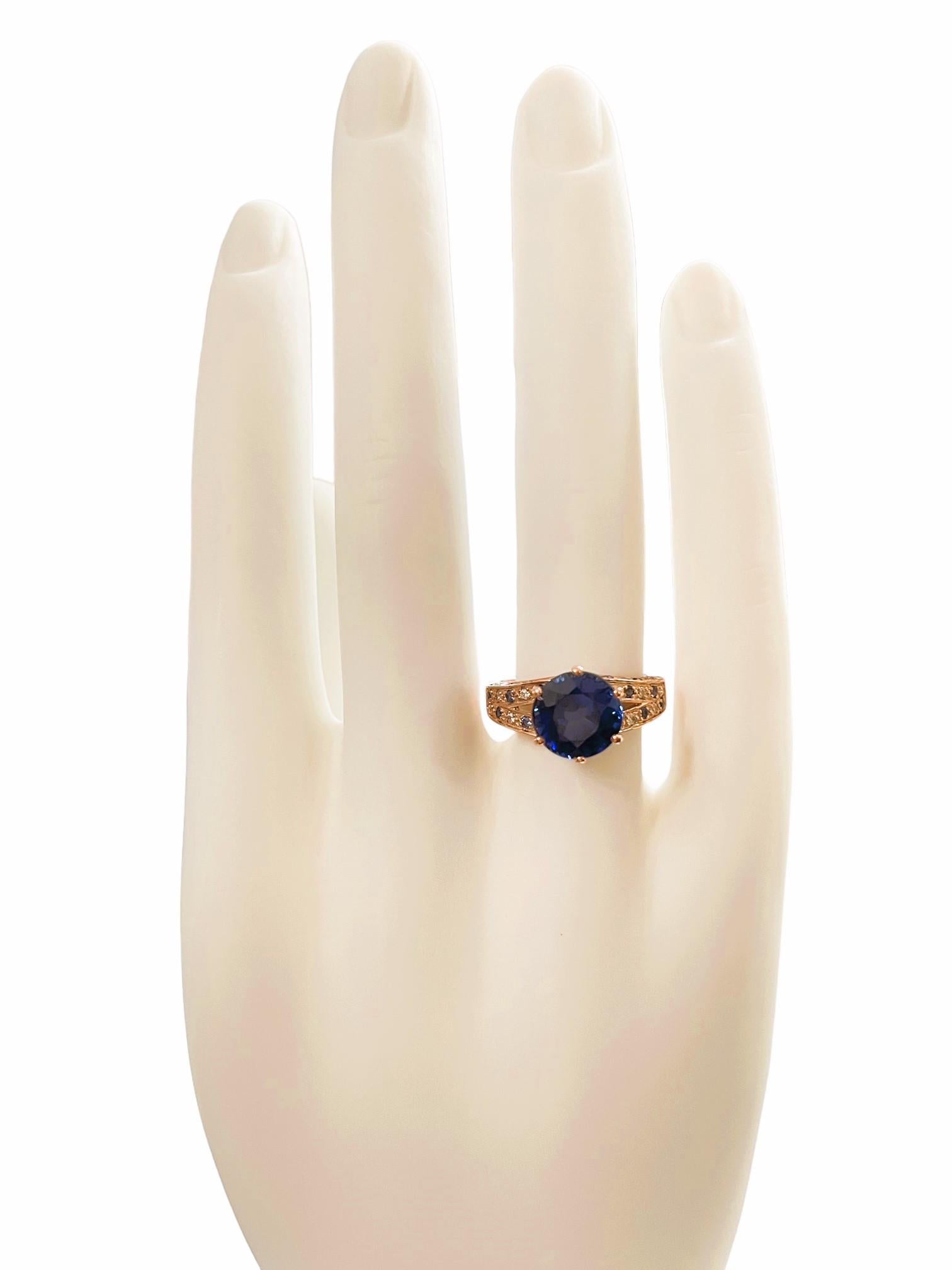 New African 3.70 Ct Kashmir Blue Sapphire & Sapphire Rgold Plated Sterling Ring 1