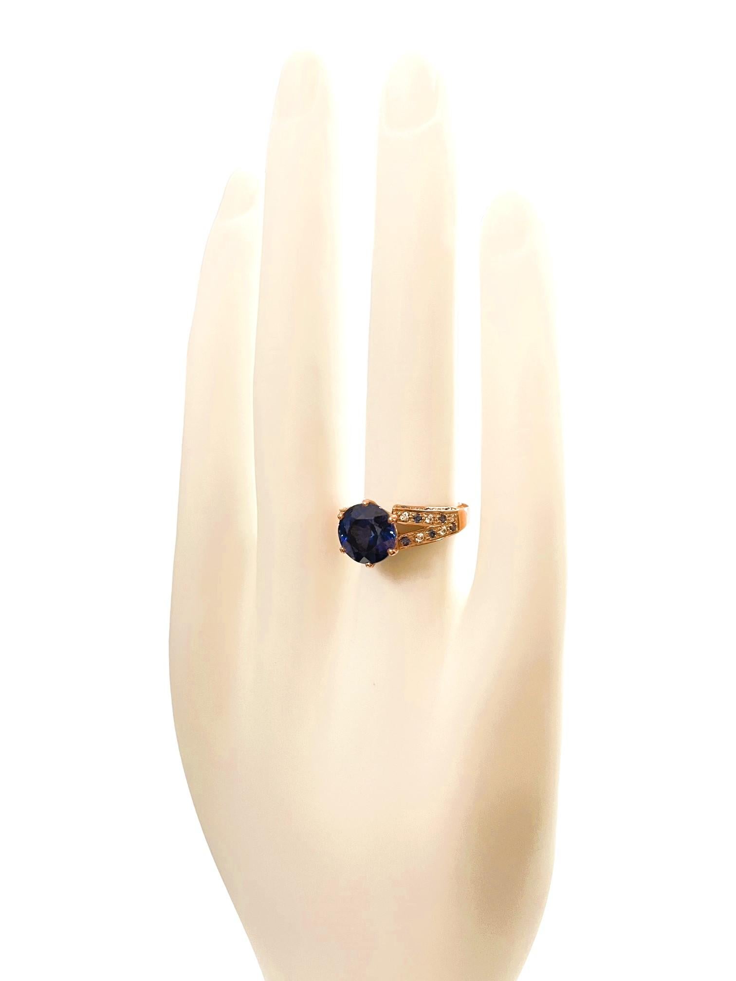 New African 3.70 Ct Kashmir Blue Sapphire & Sapphire Rgold Plated Sterling Ring 2