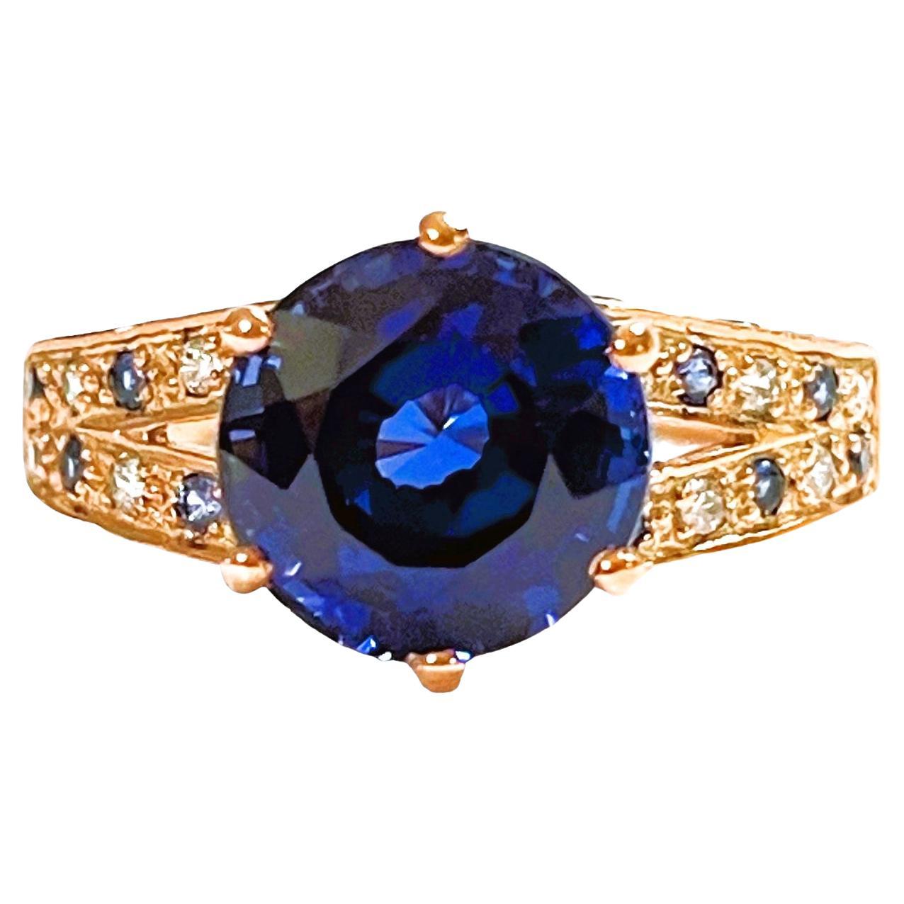 New African 3.70 Ct Kashmir Blue Sapphire & Sapphire Rgold Plated Sterling Ring