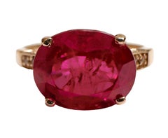 New African 3.70 Ct Pinkish Red Sapphire Rose Gold Plated Sterling Ring