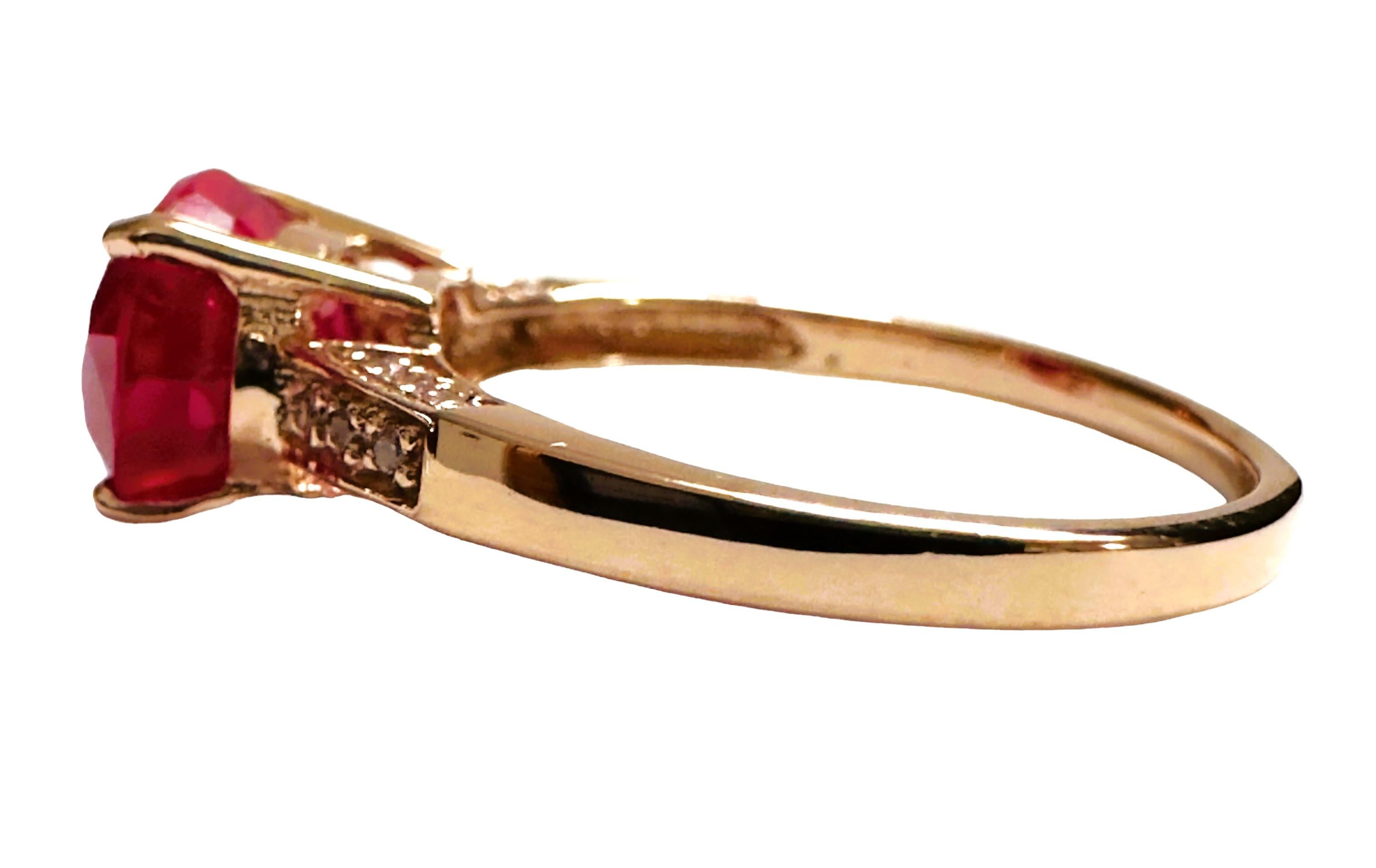 Neu Afrikanischer 3,70 Karat Rosa-Roter Saphir Rose Vergoldeter Sterling Ring (Art déco)