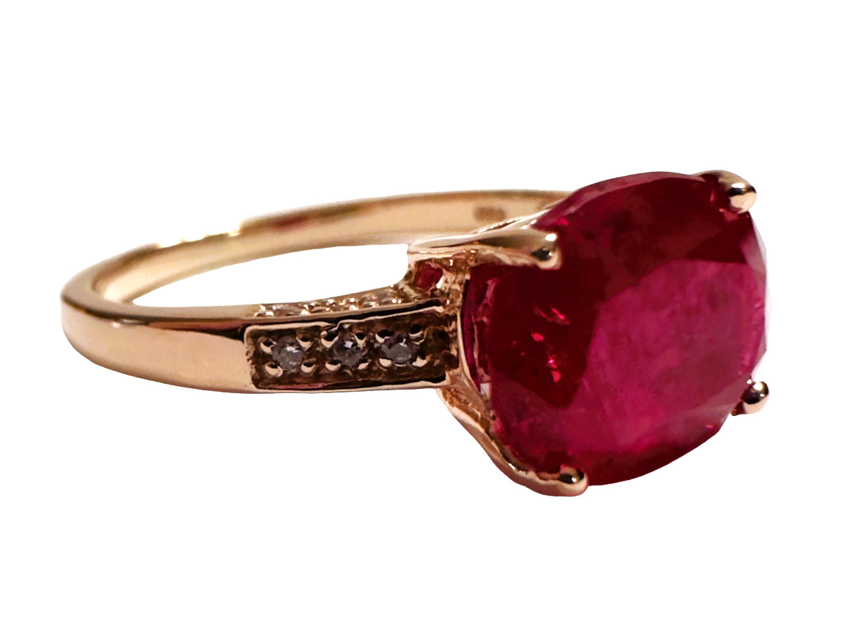Neu Afrikanischer 3,70 Karat Rosa-Roter Saphir Rose Vergoldeter Sterling Ring Damen