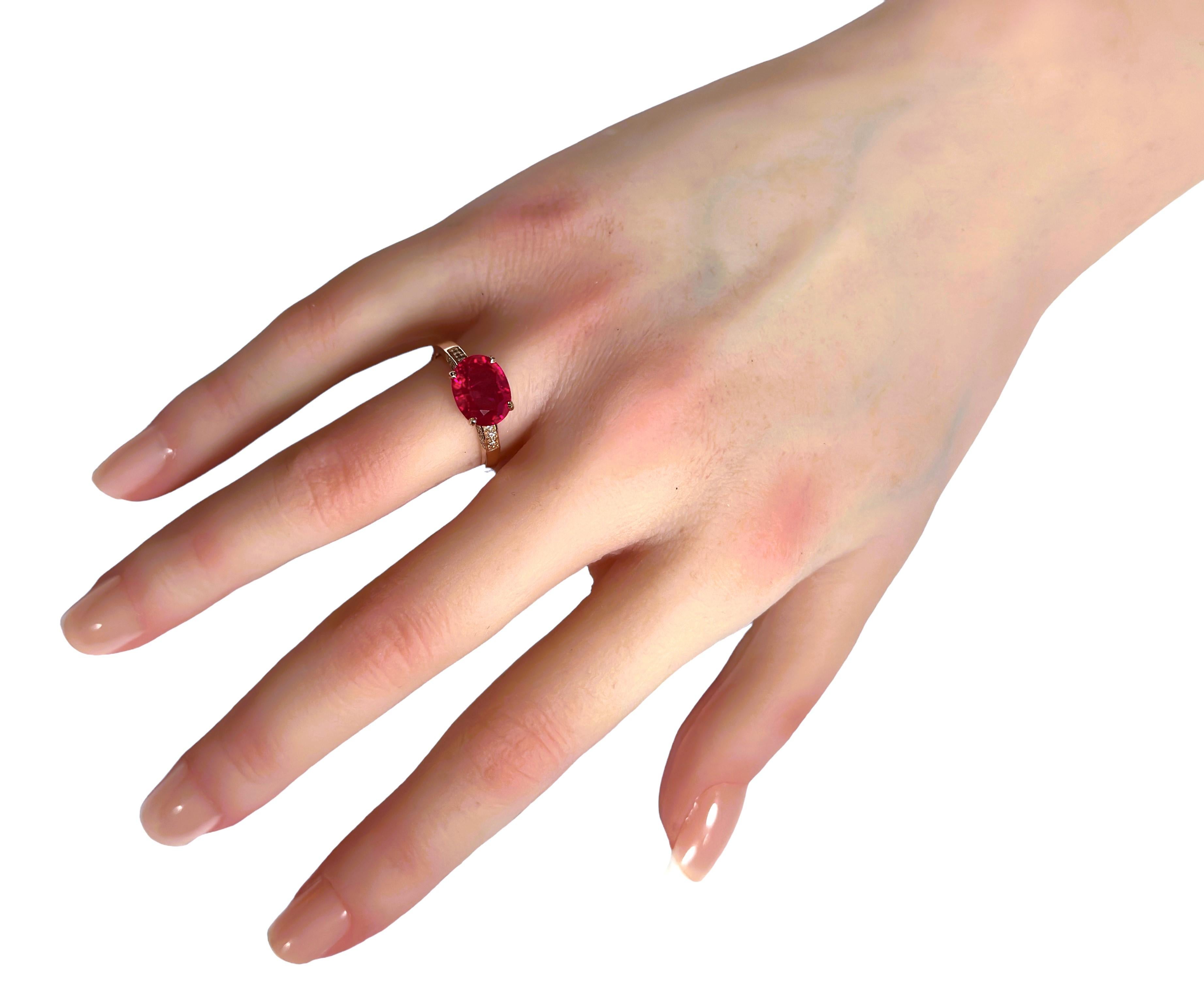 Neu Afrikanischer 3,70 Karat Rosa-Roter Saphir Rose Vergoldeter Sterling Ring 1