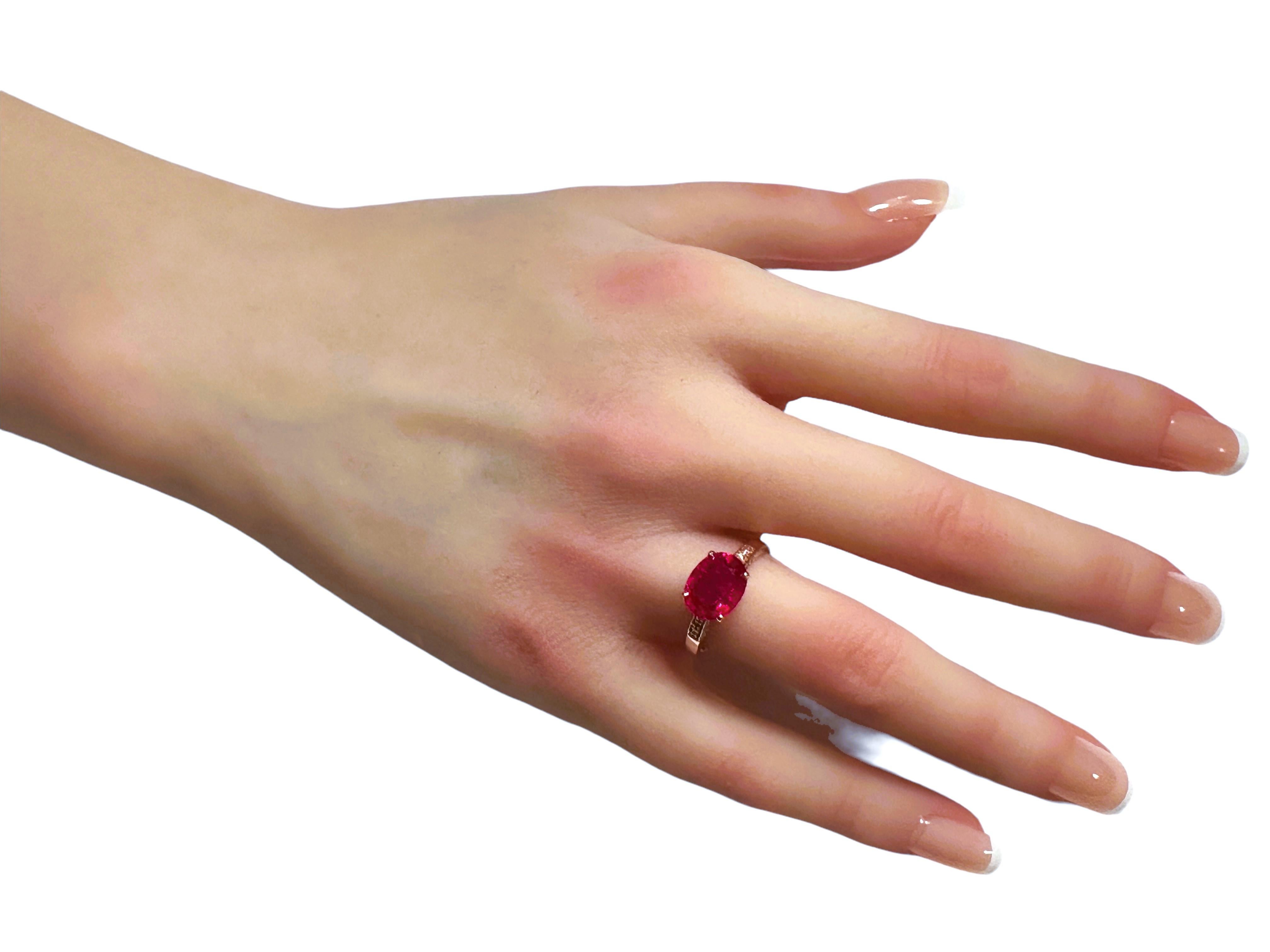 Neu Afrikanischer 3,70 Karat Rosa-Roter Saphir Rose Vergoldeter Sterling Ring 2